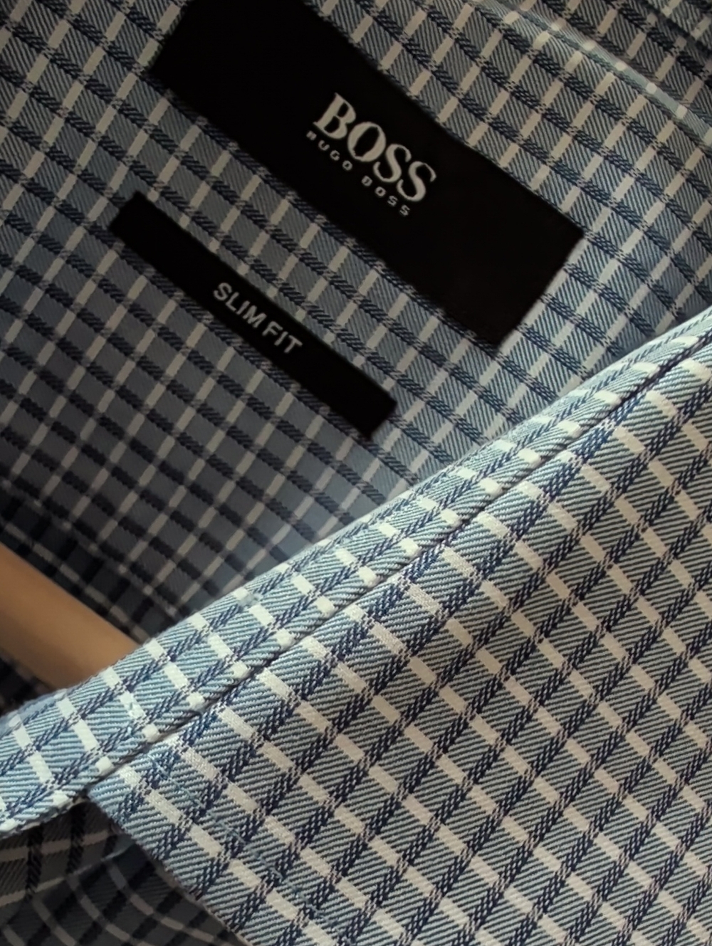 Hugo Boss Blue Check Slim-Fit Dress Shirt